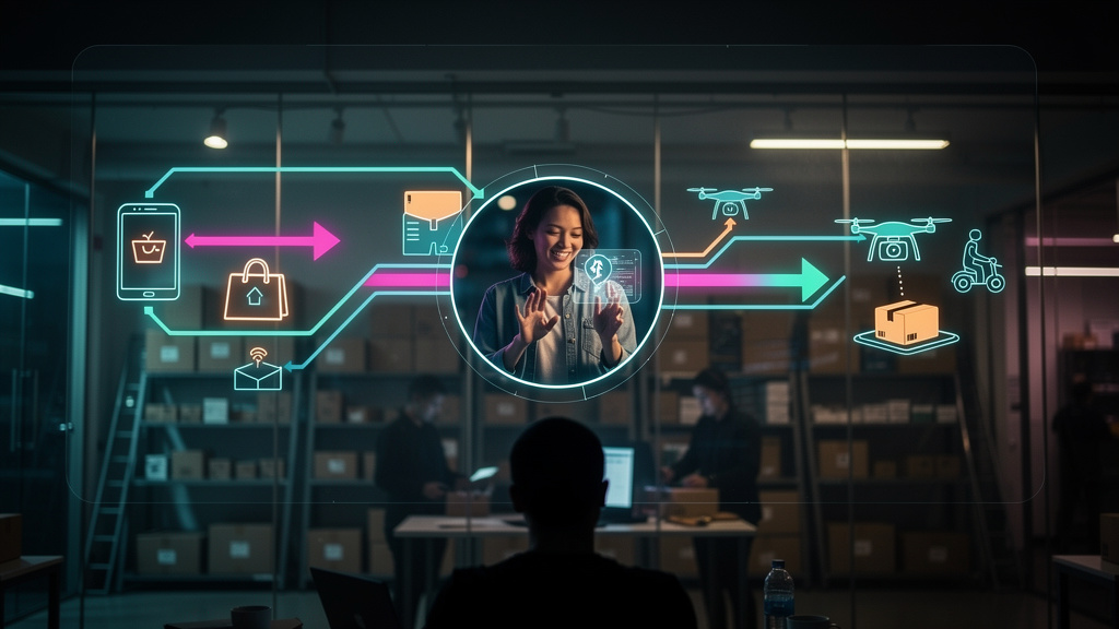 Estudo de caso: Varejo melhorou eficiência em 15% com Fluxos de Human Approval — Um diagrama de fluxo de trabalho moderno e minimalista, mostrando a jornada de um pedido online desde a submissão até a