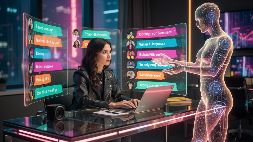 Ferramentas e recursos para dominar Chatbot Instagram em 2026 — Ilustração digital mostrando um chatbot no Instagram como um assistente pessoal estilizado, com o logo da Toolzz integrado ao design. O 