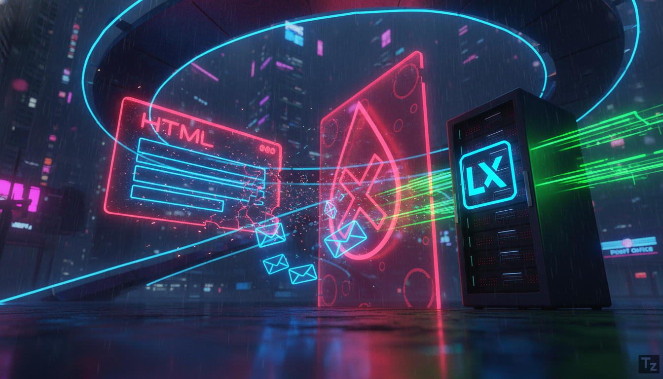 Formulários HTML Não Envia E-mail? Descubra o Que Fazer! — Infográfico comparando diferentes abordagens para lidar com formulários HTML. Layout dividido em dois blocos (superior/inferior) para carross