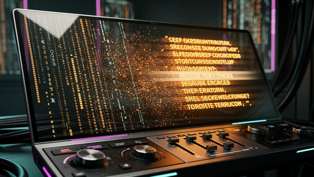 GEO: O Novo SEO para a Era da IA (2026) — Um close-up de um painel de controle de IA avançado, exibindo linhas de código complexas se transformando em frases claras e concisas. No canto inferior direi