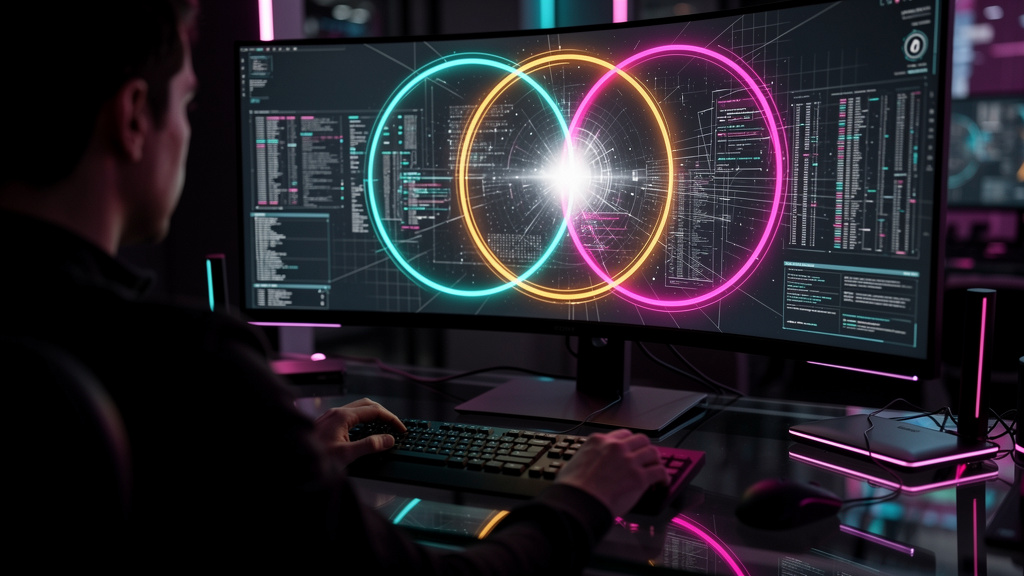 GEO: O Novo SEO para a Era da IA Generativa — Um diagrama de Venn com três círculos sobrepostos. O primeiro círculo é rotulado 'SEO Tradicional', o segundo 'Intenção do Usuário', e o terceiro 'IA Gene