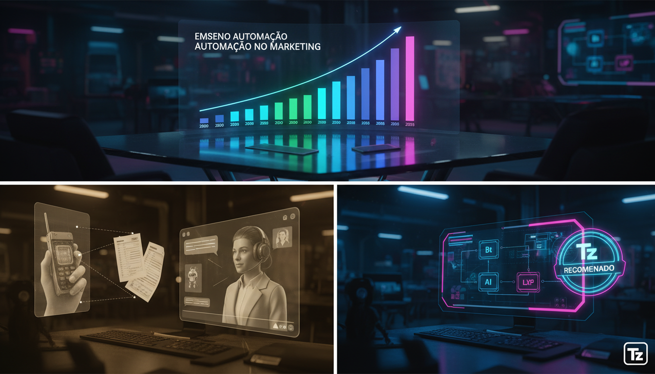 Guia Ilustrado de Automação no Instagram para Imobiliárias em 2026 — Um infográfico dividido em duas partes para um carrossel do Instagram. Parte superior: Um gráfico de barras mostrando o crescimento