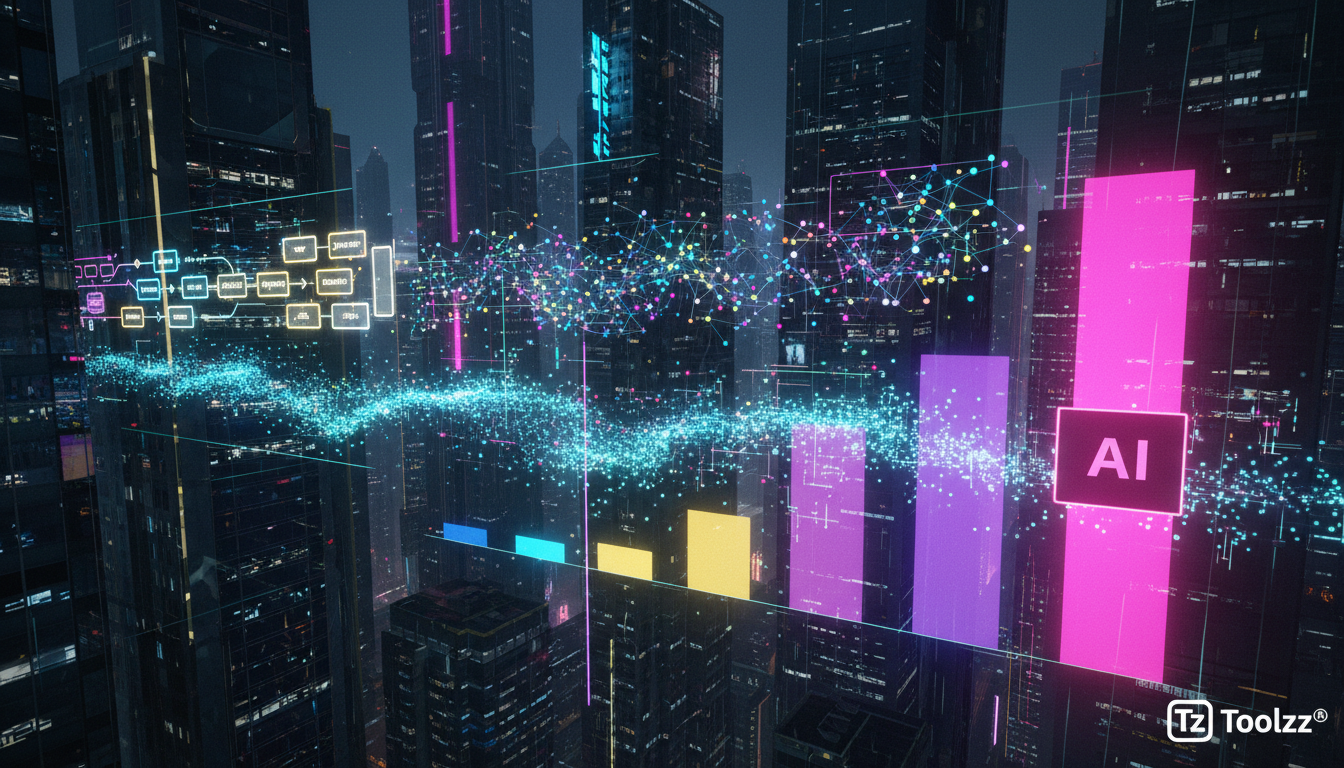 IA Autônoma e Finanças: Até Onde Deixar Agentes de IA Gastarem? — Um diagrama infográfico dividido horizontalmente. Na parte superior, uma representação visual da evolução da IA: começando com um diag