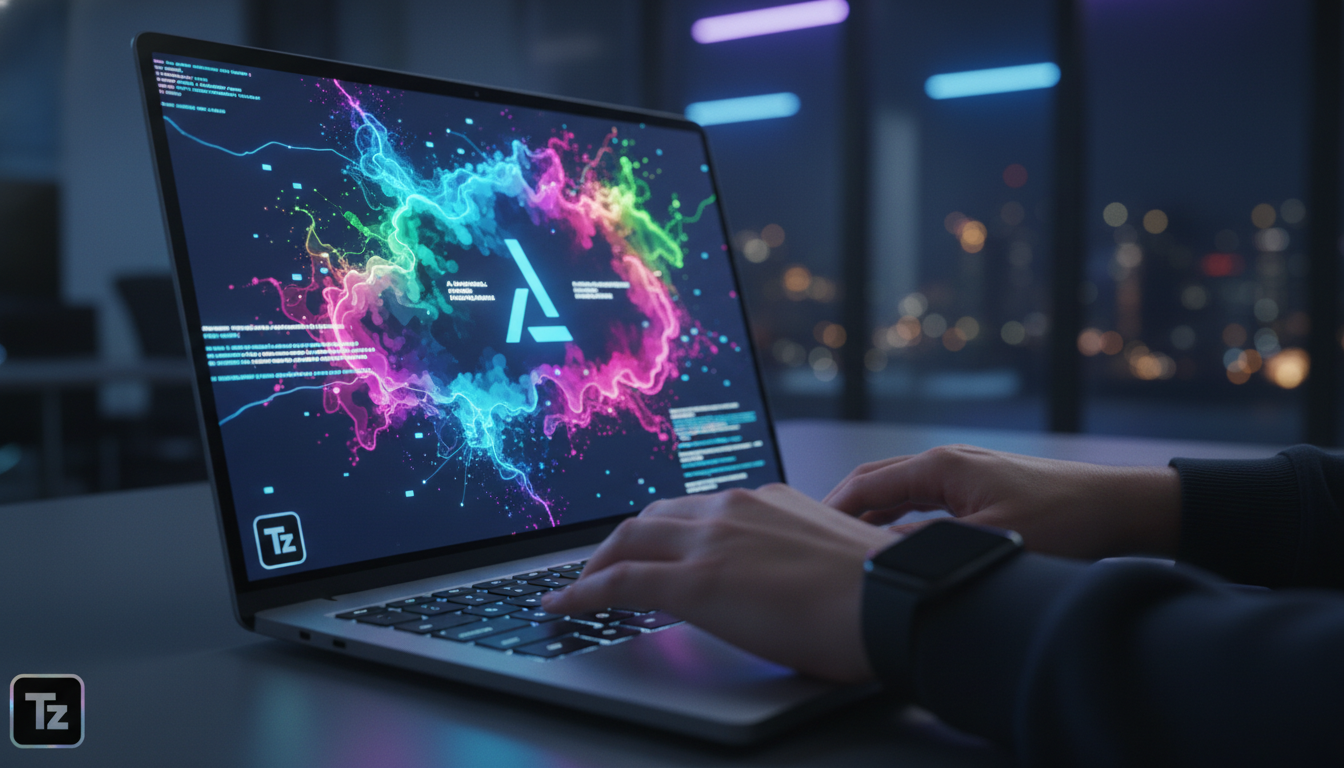 IA como serviço serverless: vantagens e aplicações práticas — Um close-up das mãos de um desenvolvedor digitando código em um laptop, com a tela mostrando uma função serverless sendo implementada para