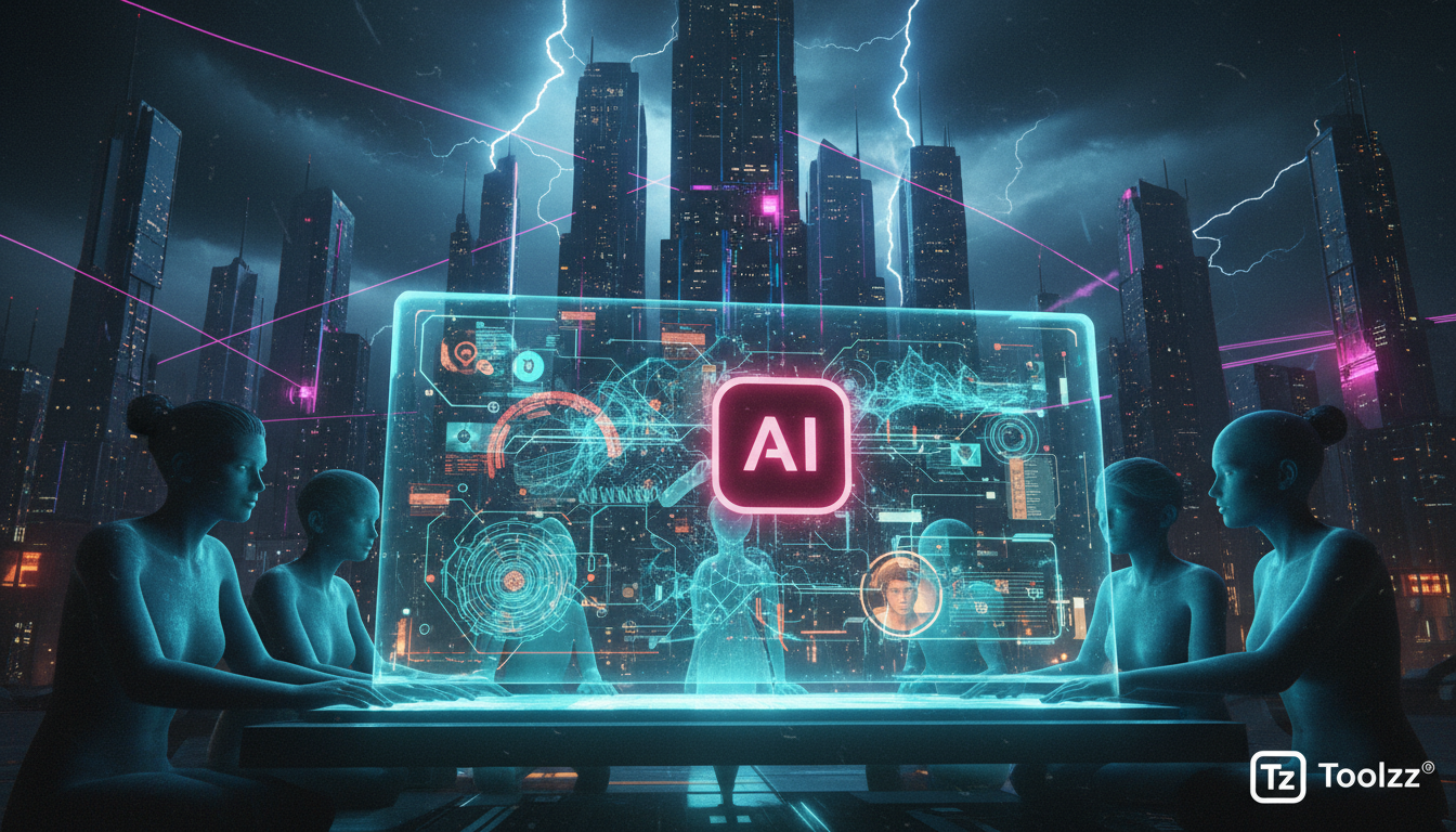 IA Multimodal: Novo Modelo Reforça Segurança em Conteúdo Online — Create a high-end editorial illustration in a modern flat + gradient vector style. STYLE: Clean, geometric, semi-abstract human figur