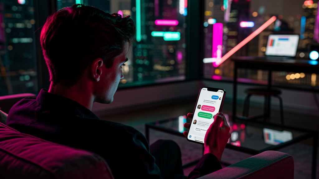 IA no Setor Financeiro: Transforme Atendimento e Resultados — Um cliente interagindo com um chatbot de atendimento ao cliente em um aplicativo bancário. O chatbot exibe o logo Toolzz e oferece soluçõe