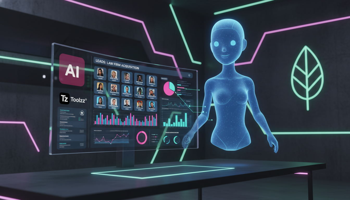 IA para Redes Sociais e sustentabilidade: 7 tendências para 2026 — Um agente de IA da Toolzz, representado como um assistente virtual amigável, analisando perfis do Instagram em busca de leads para um