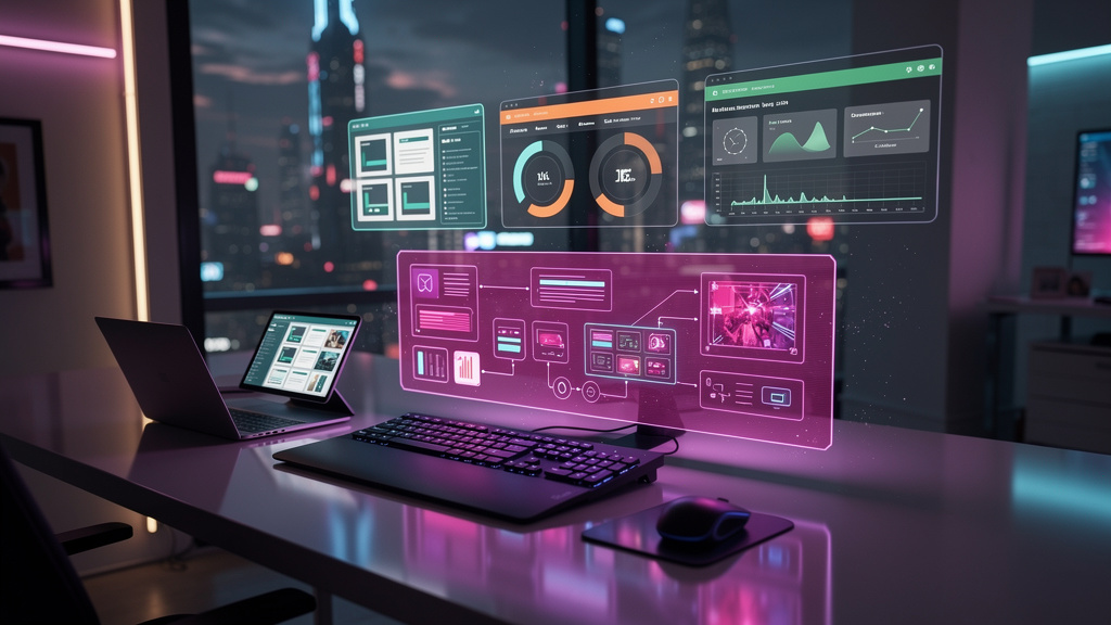 Marketing de Conteúdo sem Redatores: Guia Prático com IA — Infográfico comparando diferentes ferramentas de marketing de conteúdo, incluindo Semrush, Surfer SEO, Jasper e Toolzz. Divida o infográfico