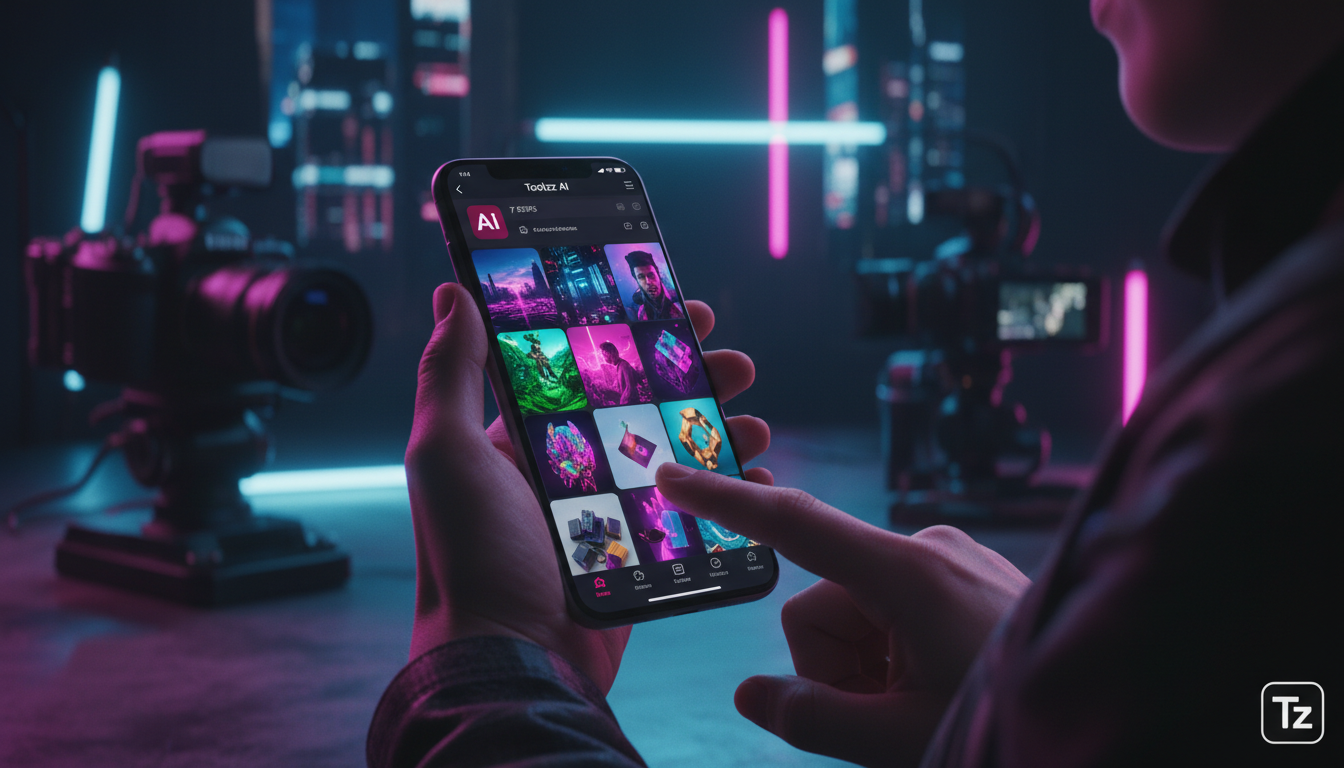 Metodologia ágil aplicada a IA para Instagram: 7 passos para fotógrafos — Um fotógrafo ajustando as configurações de agendamento de posts em um smartphone com o aplicativo Toolzz AI aberto. Vários pos