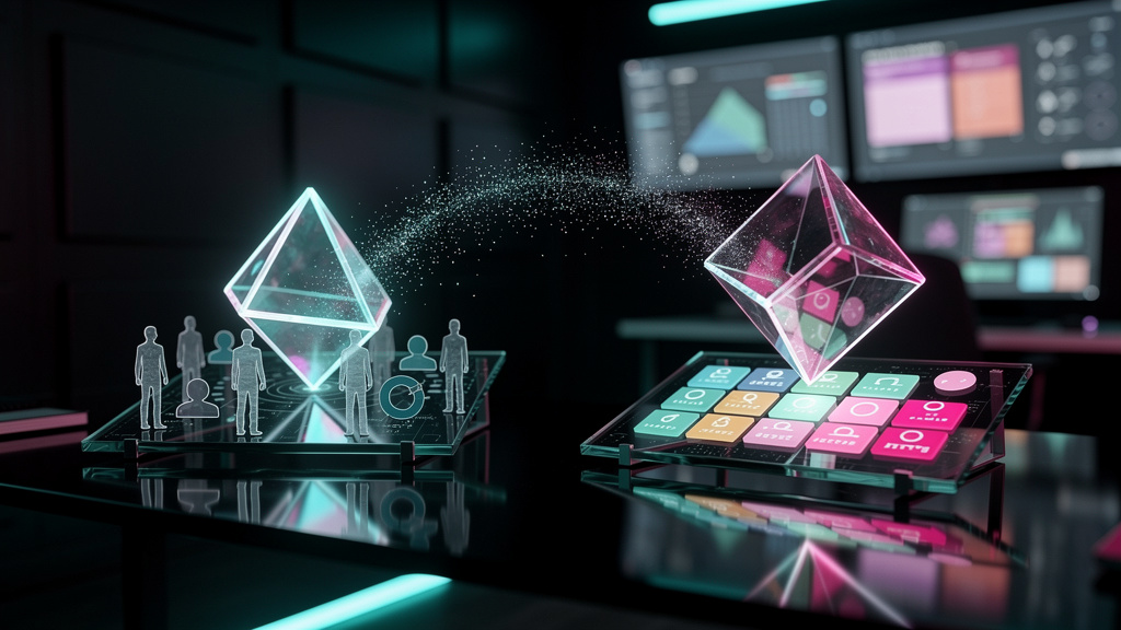 Mitos e verdades sobre Protocolo Agent-to-Agent em 2026 — Um diagrama visual que mostra dois agentes de IA (representados como formas geométricas interligadas) comunicando-se através de APIs. Um agent