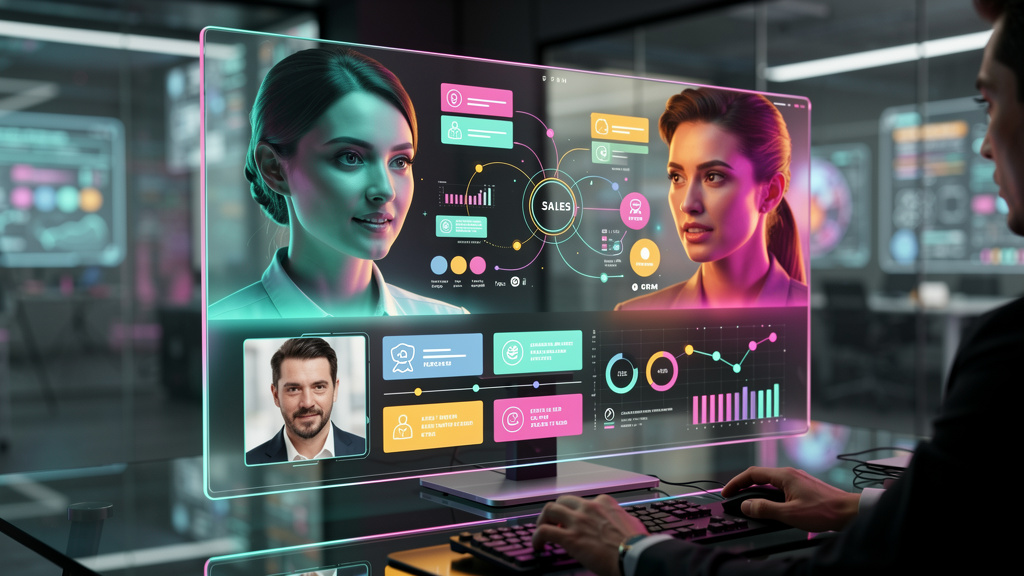 Mitos vs realidade do Protocolo A2A: o que funciona em 2026 — Um Agente AI SDR da Toolzz (representado como um avatar moderno e amigável em uma tela) interagindo com um Agente AI CRM (outro avatar dis