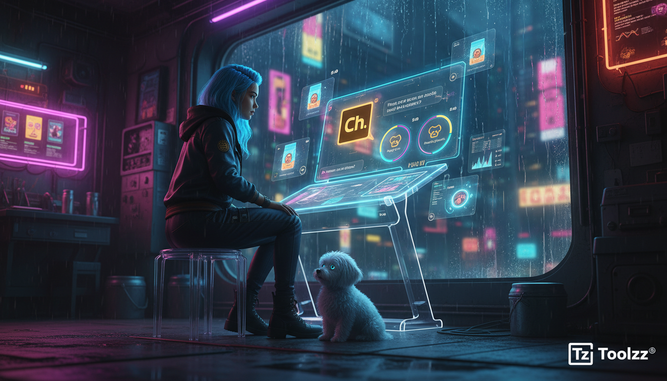 O ecossistema Toolzz: LXP, AI, Bots, Voice e Chat - 7 Formas de Usar a IA do Met — Um chatbot da Toolzz no Meta Business Suite ajudando um cliente a escolher a melhor ração para seu cão, com opções pe