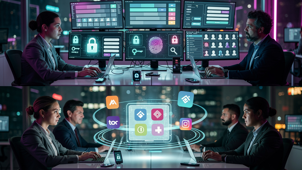 O ecossistema Toolzz: LXP, AI, Bots, Voice e Chat - SSO em 2026 — Um diagrama infográfico em duas partes. Parte superior: Usuários (ilustrações de avatares diversos) acessando diferentes plataformas (