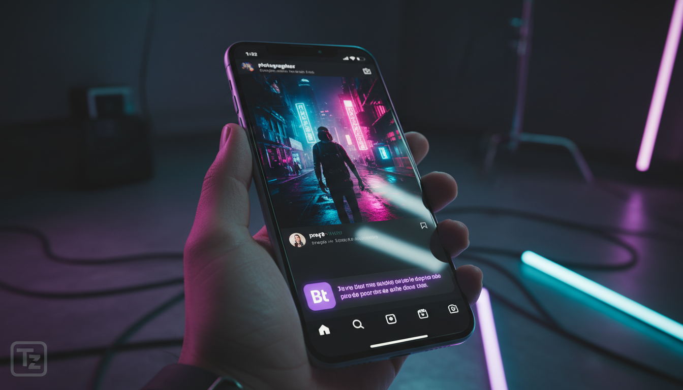 O impacto da automação Instagram no mercado brasileiro — Close-up de um smartphone mostrando a interface de um chatbot da Toolzz respondendo automaticamente a um comentário com a palavra 'preço' em um