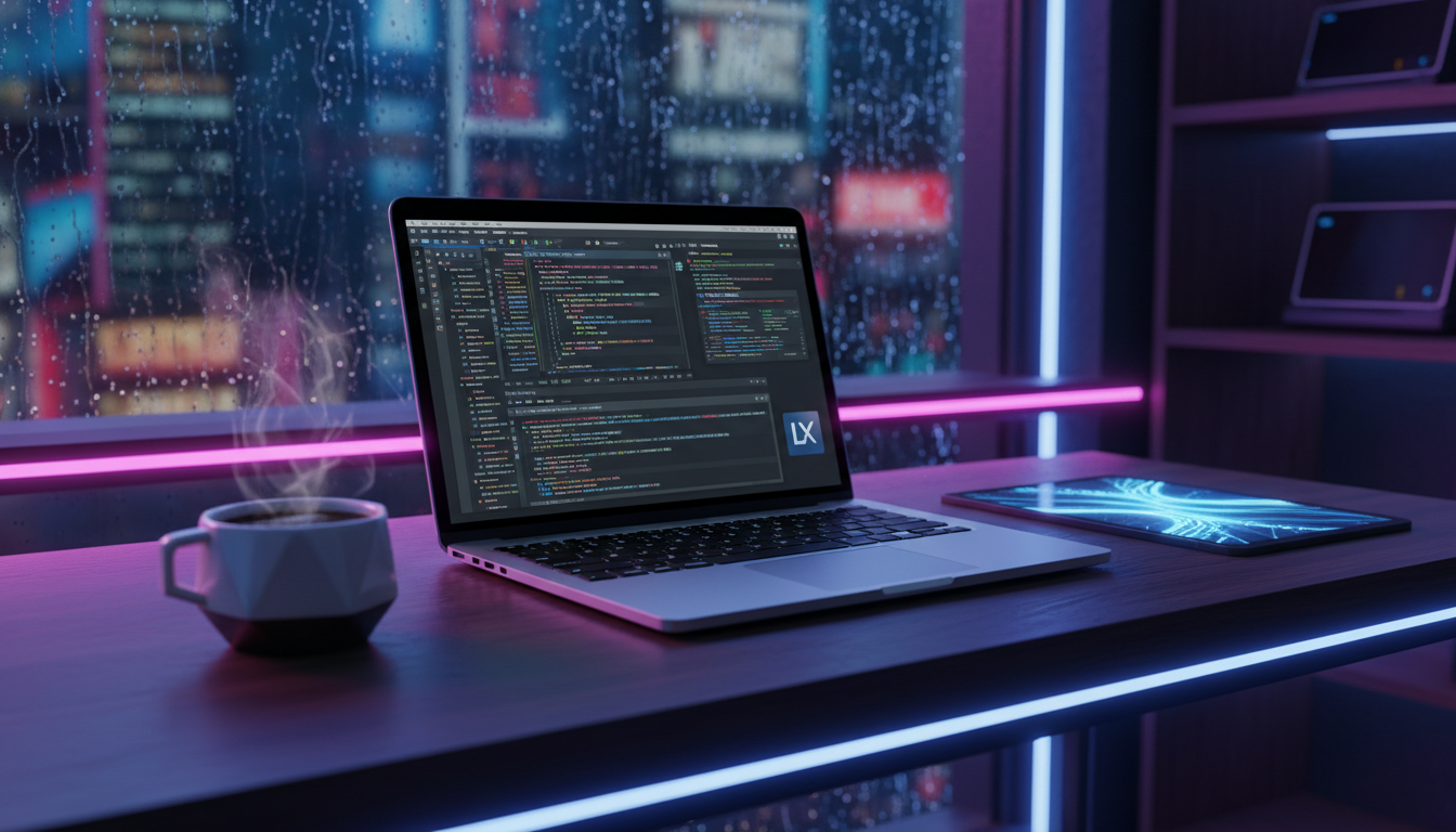 O Melhor Laptop Apple Já Criado: Uma Análise Detalhada — Um MacBook Air de 11 polegadas (modelo 2010) aberto em uma mesa de escritório moderna, com um café e um bloco de notas ao lado. A tela mostra u