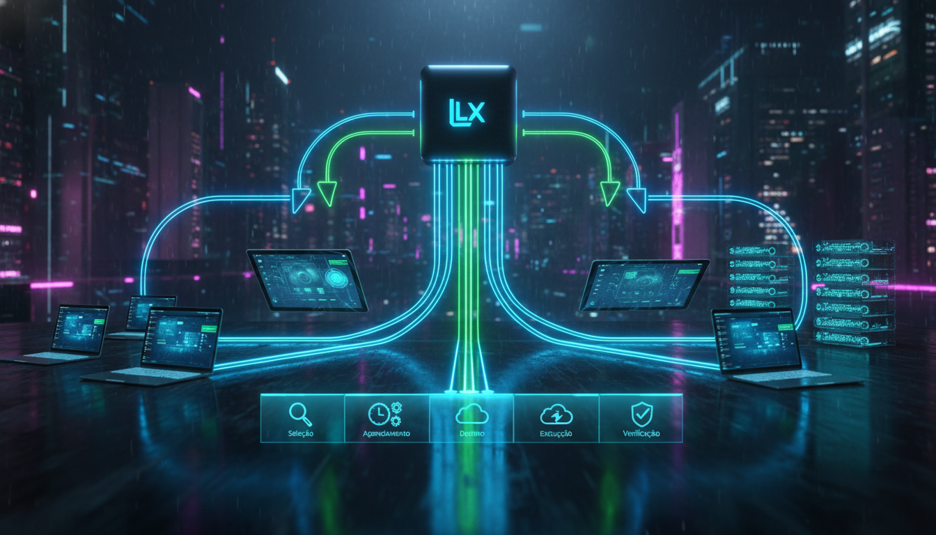 O que é Backup Automático e como aplicar na Educação Corporativa/EAD — Um diagrama visual que ilustra o processo de backup automático. No topo, um servidor central com o logo da Toolzz transmite dados