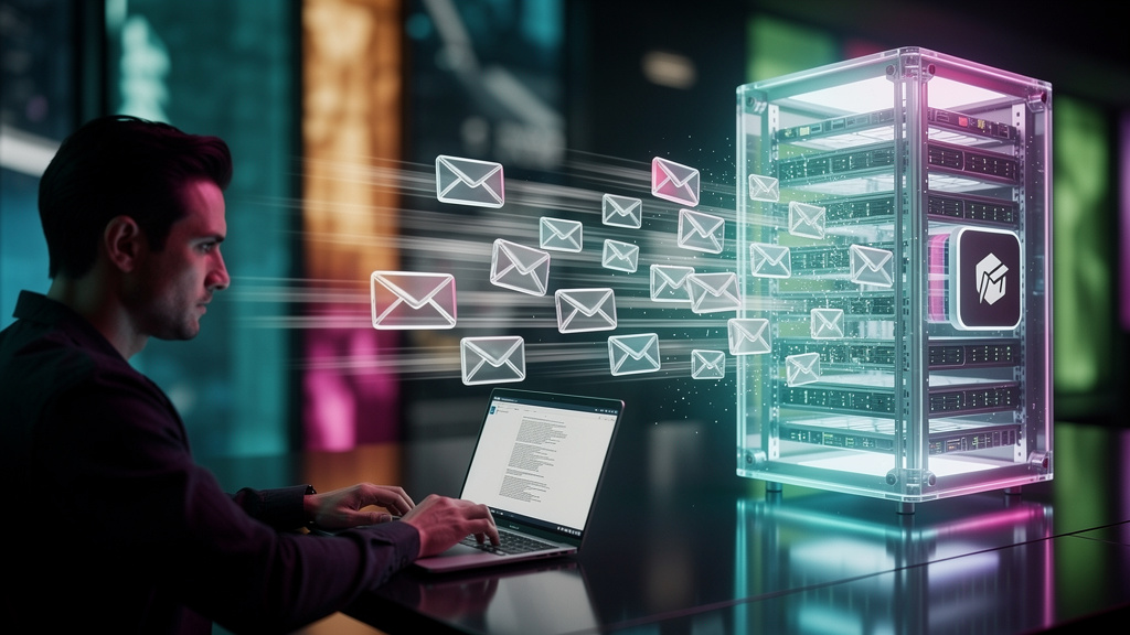 O que é Chat em Tempo Real e como aplicar na Educação Corporativa/EAD — Representação visual de um servidor de chat em tempo real, com pacotes de dados (pequenos envelopes digitais) fluindo entre um c