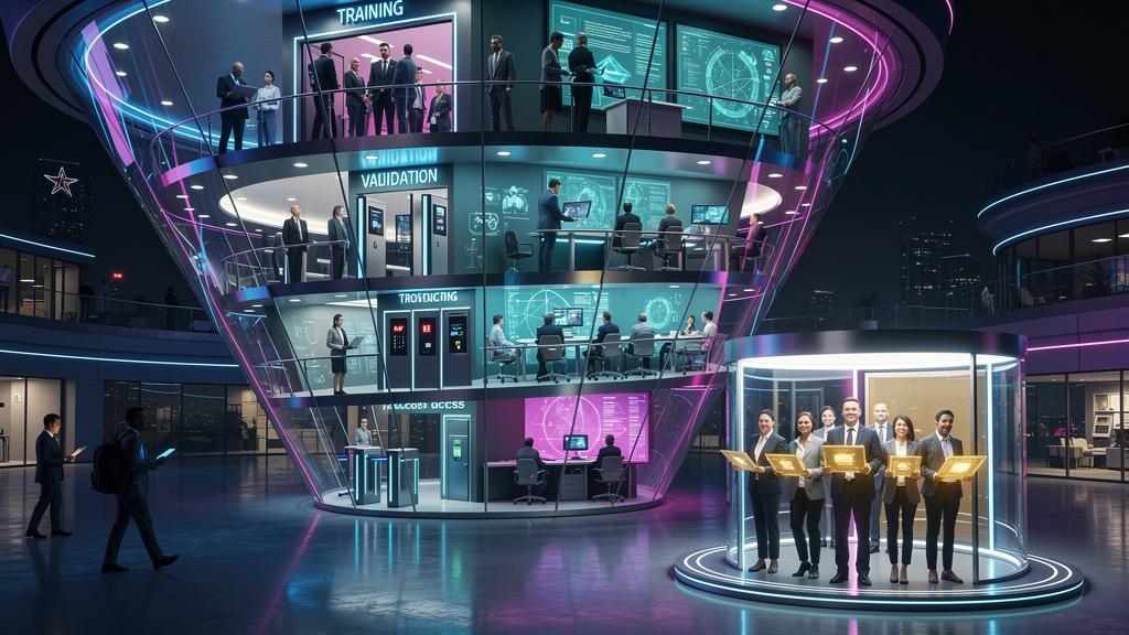 O que é Controle de Matrículas e como aplicar na Educação Corporativa? — Ilustração digital minimalista mostrando um funil estilizado. No topo do funil, diversas pessoas entrando (simbolizando a inscr