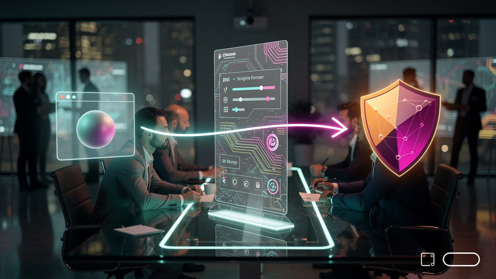 O que é Domínio Personalizado e como aplicar na Educação Corporativa — Um diagrama visual que ilustra o fluxo de implementação de um domínio personalizado. Começa com um ícone de um domínio genérico (