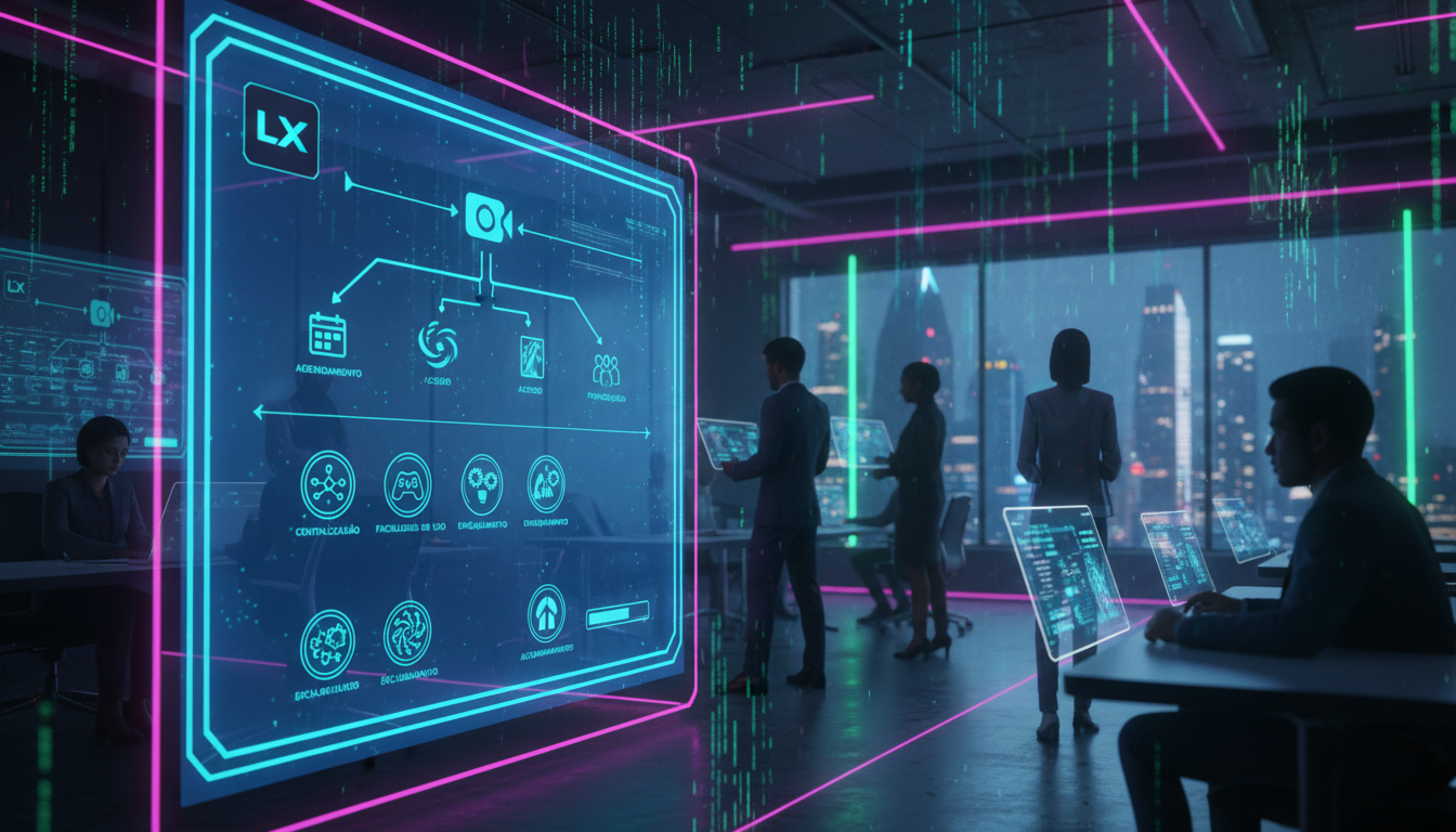 O que é Integração com Google Meet e como aplicar na Educação Corporativa? — Um infográfico dividido em duas partes para carrossel. Parte 1 (superior): Diagrama de fluxo mostrando a integração entre u