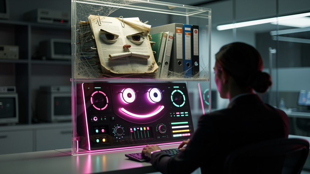 O que é PDF Interativo e como aplicar na Educação Corporativa — Um diagrama infográfico comparando PDFs estáticos e interativos. No bloco superior, um PDF estático representado como uma pilha de papéi