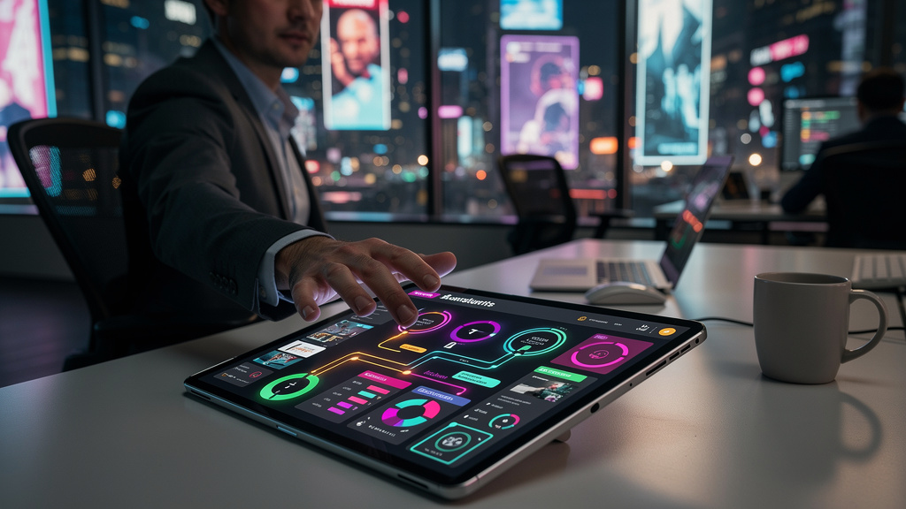 O que é Portal do Aluno e como aplicar na Educação Corporativa — Um painel de controle de um Portal do Aluno exibido em um tablet moderno. O painel mostra cursos recomendados, trilhas de aprendizado p