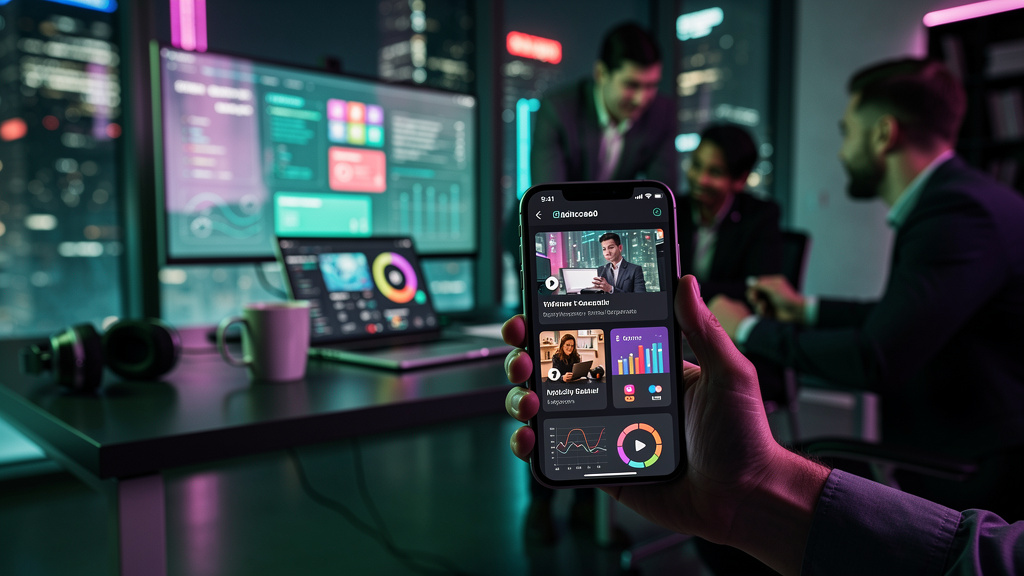 O que é PWA e como aplicar na Educação Corporativa — Uma tela de smartphone exibindo uma PWA da Toolzz para educação corporativa. A interface mostra um curso interativo com elementos visuais atraentes