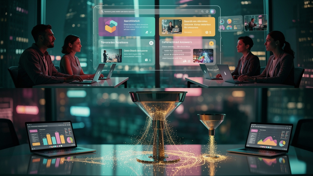 O que esperar de Busca Zero Click em 2026 — Um infográfico dividido em duas partes para carrossel. Parte superior: Gráfico de barras mostrando o crescimento da busca zero click de 2020 a 2026, com uma