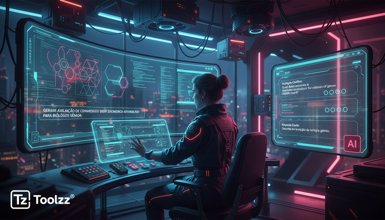 O que líderes de mercado fazem em Geração de Provas com IA — Um designer instrui um sistema de IA a gerar uma prova. O prompt de texto do designer é renderizado em uma tela gigante, enquanto o sistema