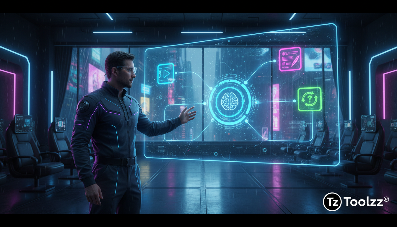 O que são Pílulas de Conteúdo e como aplicar no EAD — Um instrutor de treinamento corporativo, em pé na frente de uma lousa digital, desenhando um diagrama simplificado de uma pílula de conteúdo: um c