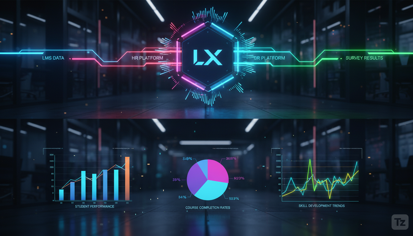 O que são Relatórios Avançados e como Aplicar na Educação Corporativa? — Infográfico dividido em duas partes (superior/inferior para carrossel). Parte superior: Fluxograma mostrando a coleta de dados 