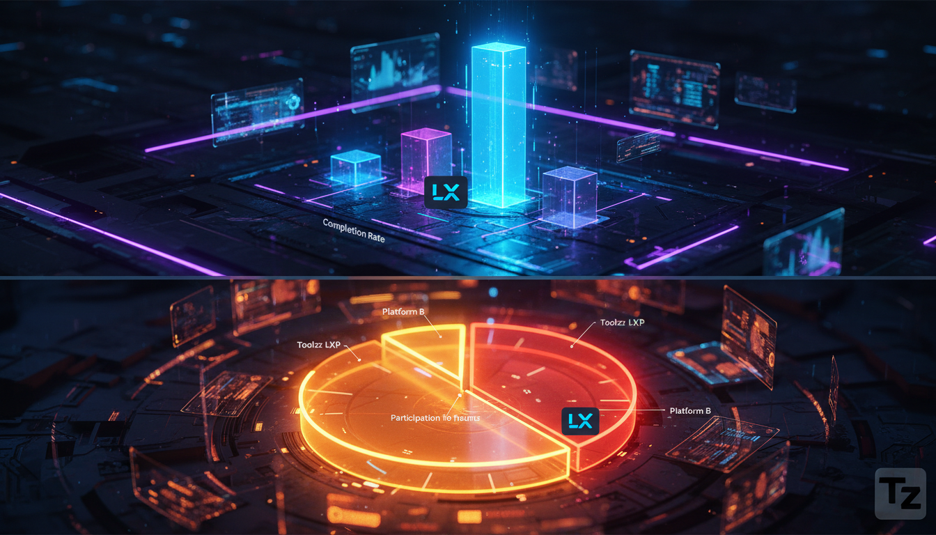 O que são Relatórios de Progresso e como aplicá-los no EAD? — Infográfico dividido em duas seções horizontais. Seção superior: Um gráfico de barras mostrando a 'Taxa de Conclusão' de um curso EAD, com