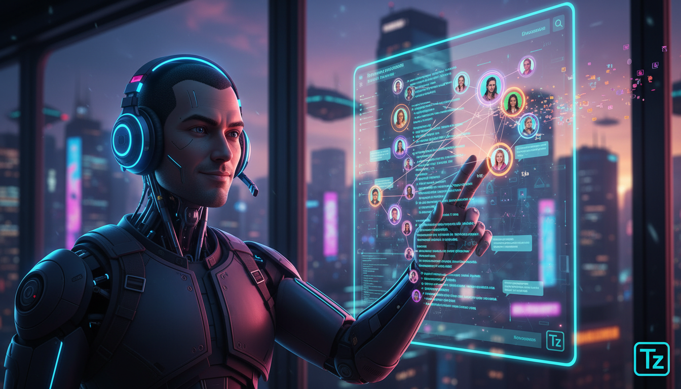 Performance real: como IA acelera vendas no Instagram em 2026 — Um agente de IA, representado como uma figura humanoide amigável com fones de ouvido, analisando um fluxo constante de comentários do In