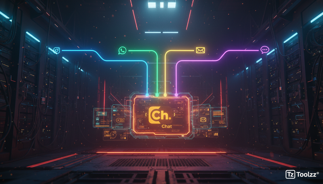 Performance real: como Meta Business Suite IA acelera o atendimento — Um diagrama visual mostrando canais de comunicação (Instagram Direct, WhatsApp Business, e-mail, chat do site) convergindo para um