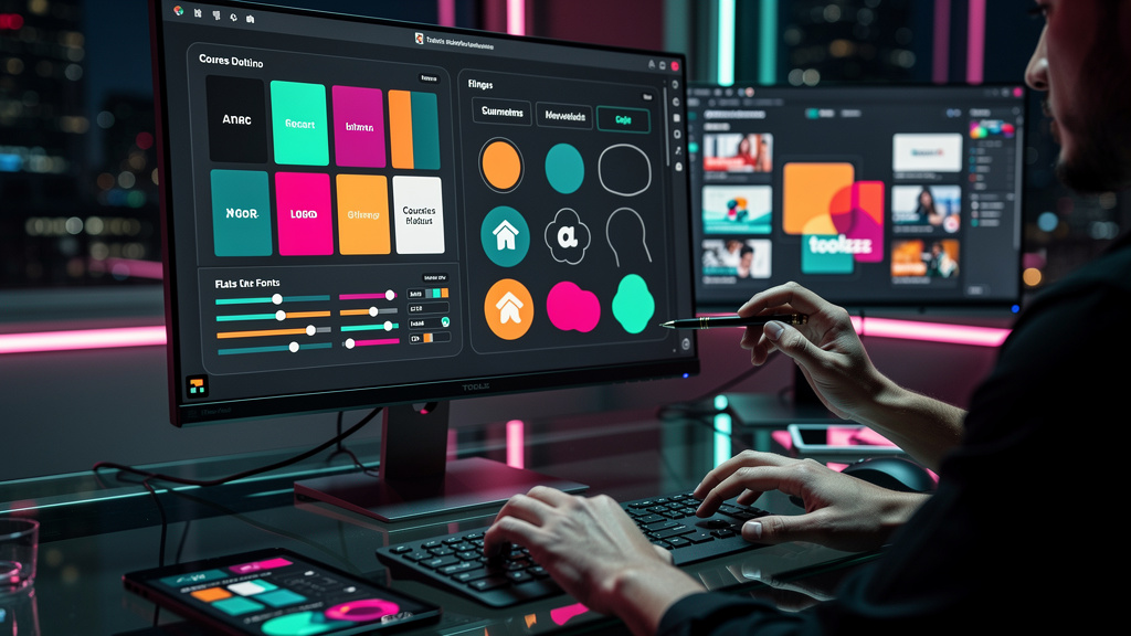 Plataforma de Cursos White Label: Guia Completo para Empresas — Um close-up das mãos de um designer ajustando o painel de controle de uma plataforma de cursos white label. A interface é limpa e intuit