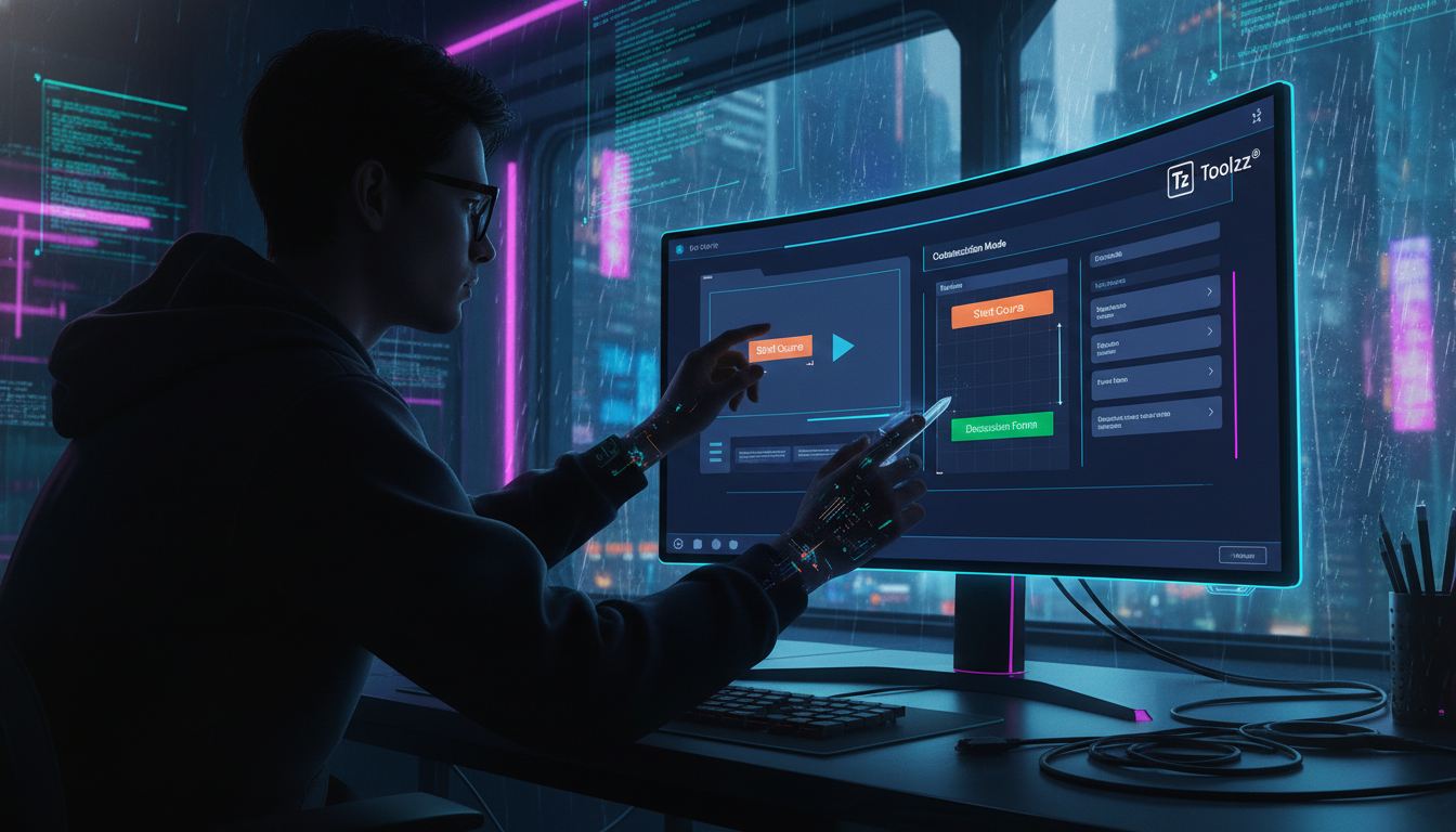 Player Customizado: O que é e como aplicar no EAD — Um designer de UX/UI trabalhando em um monitor ultrawide exibindo a interface de um player de EAD customizado. O designer está utilizando uma ferram