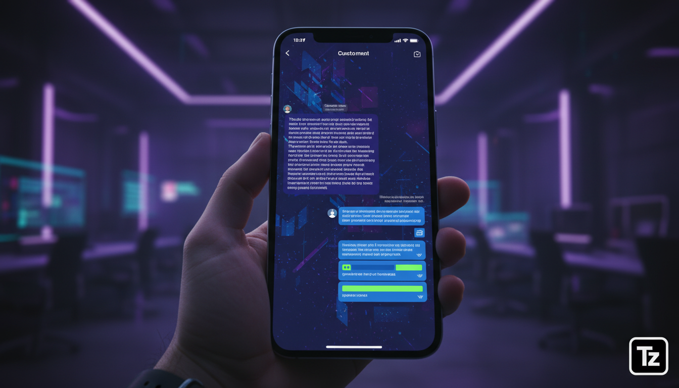 Por que 7 empresas já escolheram Toolzz — Close-up de um smartphone exibindo uma conversa no Instagram Direct. A mensagem do cliente é complexa e detalhada, enquanto a resposta da empresa é precisa e 
