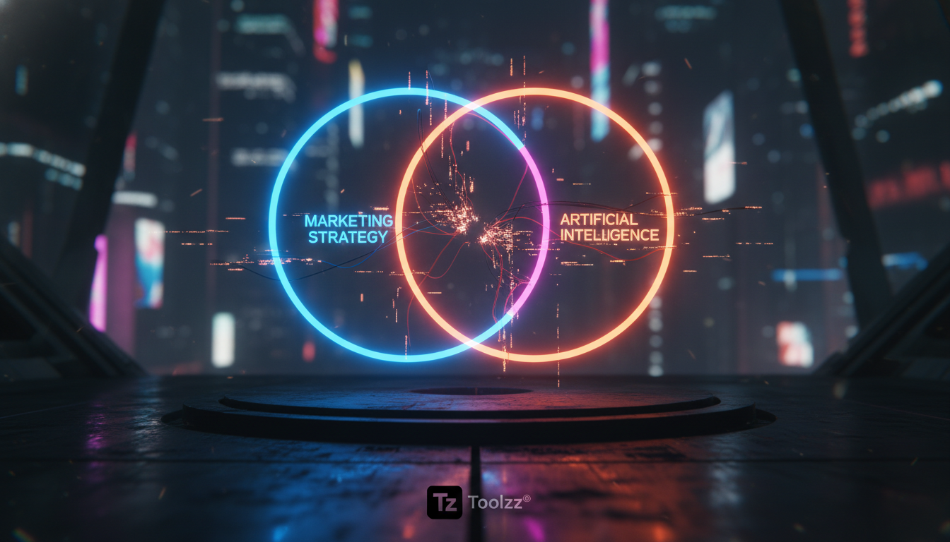 Por que IA para Instagram Business falha e como evitar — Um diagrama de Venn mostrando a interseção entre 'Estratégia de Marketing', 'Inteligência Artificial' e 'Resultados de Vendas'. A área de inter