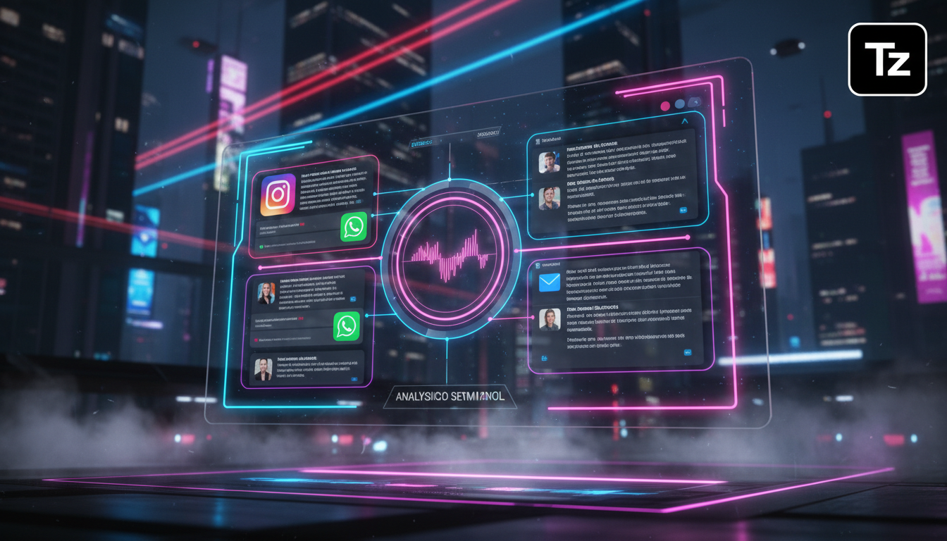 Por que Toolzz é referência em IA para Instagram Business em 2026 — Um painel de controle omnichannel exibindo conversas de diferentes canais (Instagram, WhatsApp, e-mail) convergindo em um único dash