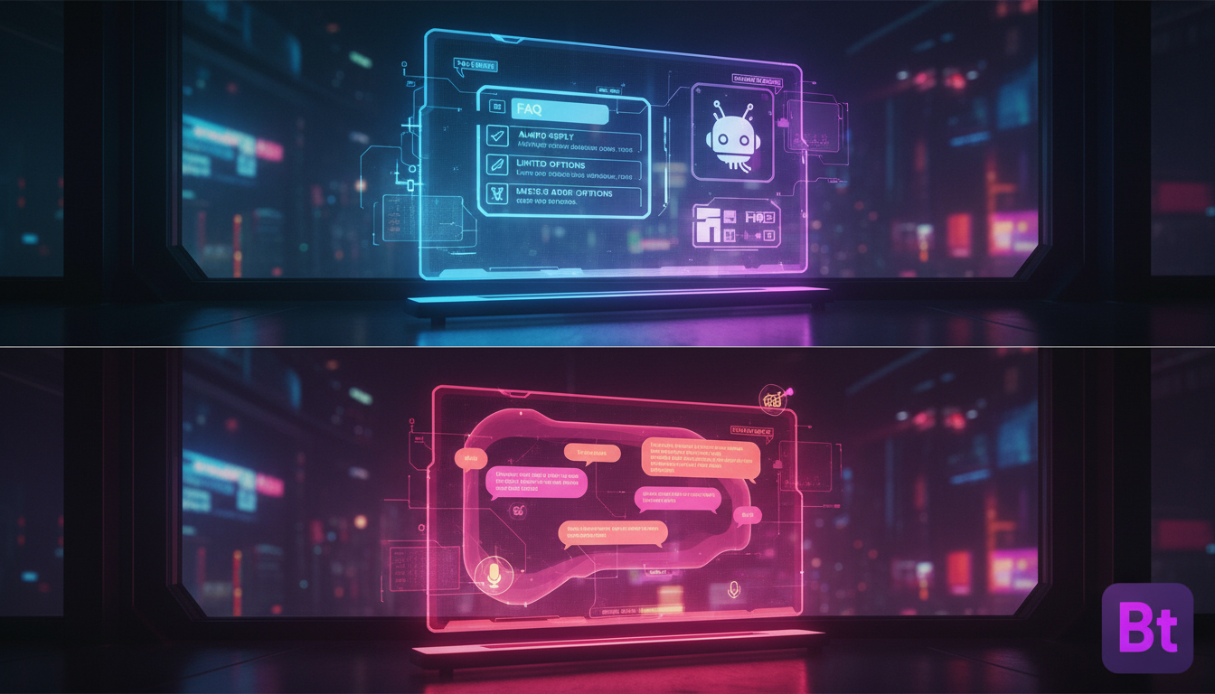 Próxima geração de Chatbots Instagram: o que esperar — Um diagrama visual que demonstra a evolução dos chatbots no Instagram. Na parte superior, uma ilustração de um chatbot antigo com respostas pré-d