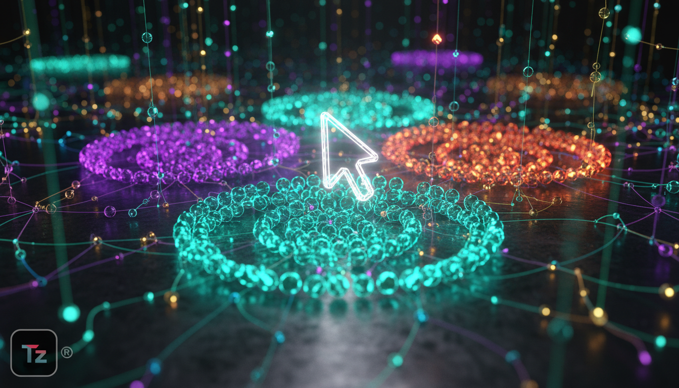 Qriton HLM: Programando Redes Neurais com Energy Language — Visualização 3D de uma rede neural onde cada nó é representado por uma pequena esfera brilhante. As conexões entre os nós são linhas finas e