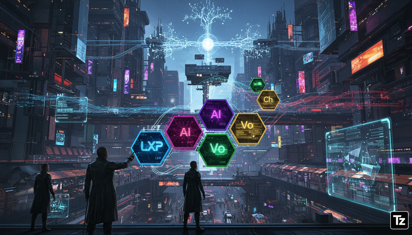 RAG: Além do Cache de Prompts, 5 Otimizações Essenciais — Create a high-end editorial illustration in a modern flat + gradient vector style.  STYLE: Clean, geometric, semi-abstract human figures with 