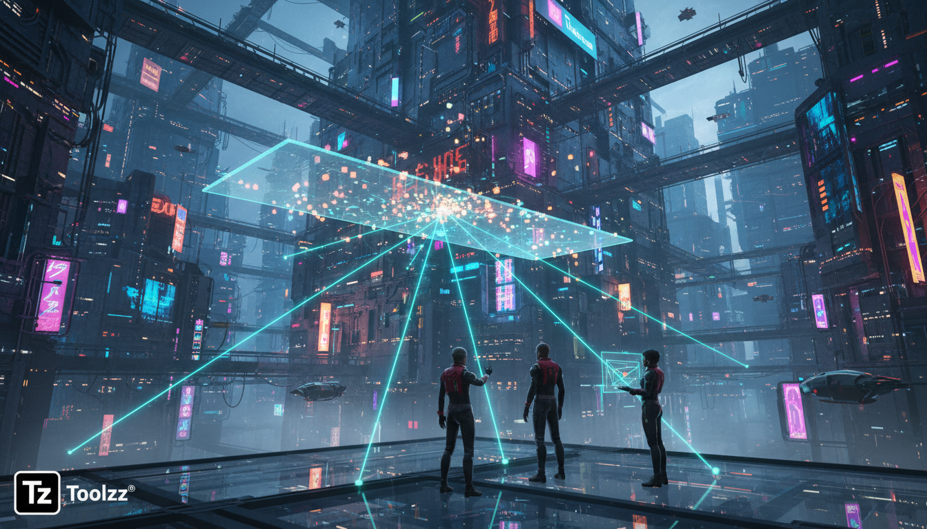 Regressão Linear: A Intuição Geométrica por Trás da IA — Create a high-end editorial illustration in a modern flat + gradient vector style.  STYLE: Clean, geometric, semi-abstract human figures with m