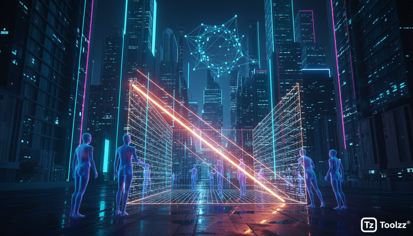 Regressão Linear Revelada: A Intuição Geométrica por Trás da IA — Create a high-end editorial illustration in a modern flat + gradient vector style.  STYLE: Clean, geometric, semi-abstract human figur