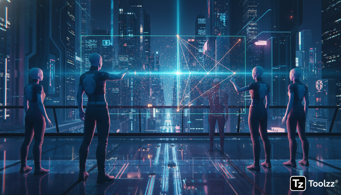 Regressão Linear Revelada: A Intuição Geométrica por Trás da IA — Create a high-end editorial illustration in a modern flat + gradient vector style.  STYLE: Clean, geometric, semi-abstract human figur