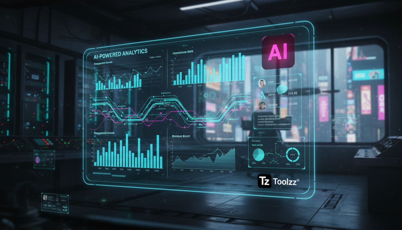 ROI real de automação Instagram: números que você precisa ver — Uma tela futurista mostrando um painel de controle de IA com dados analíticos do Instagram. Gráficos de barras e linhas mostram o cresci