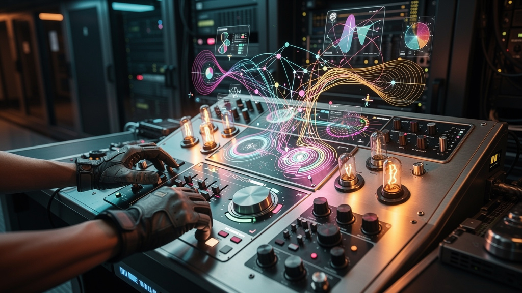 SEO para LLMs em 2026: Domine o DeepSeek AEO na Indústria e B2B — Close-up de um painel de controle de um Large Language Model (LLM), mostrando parâmetros e métricas sendo ajustados em tempo real. Vis