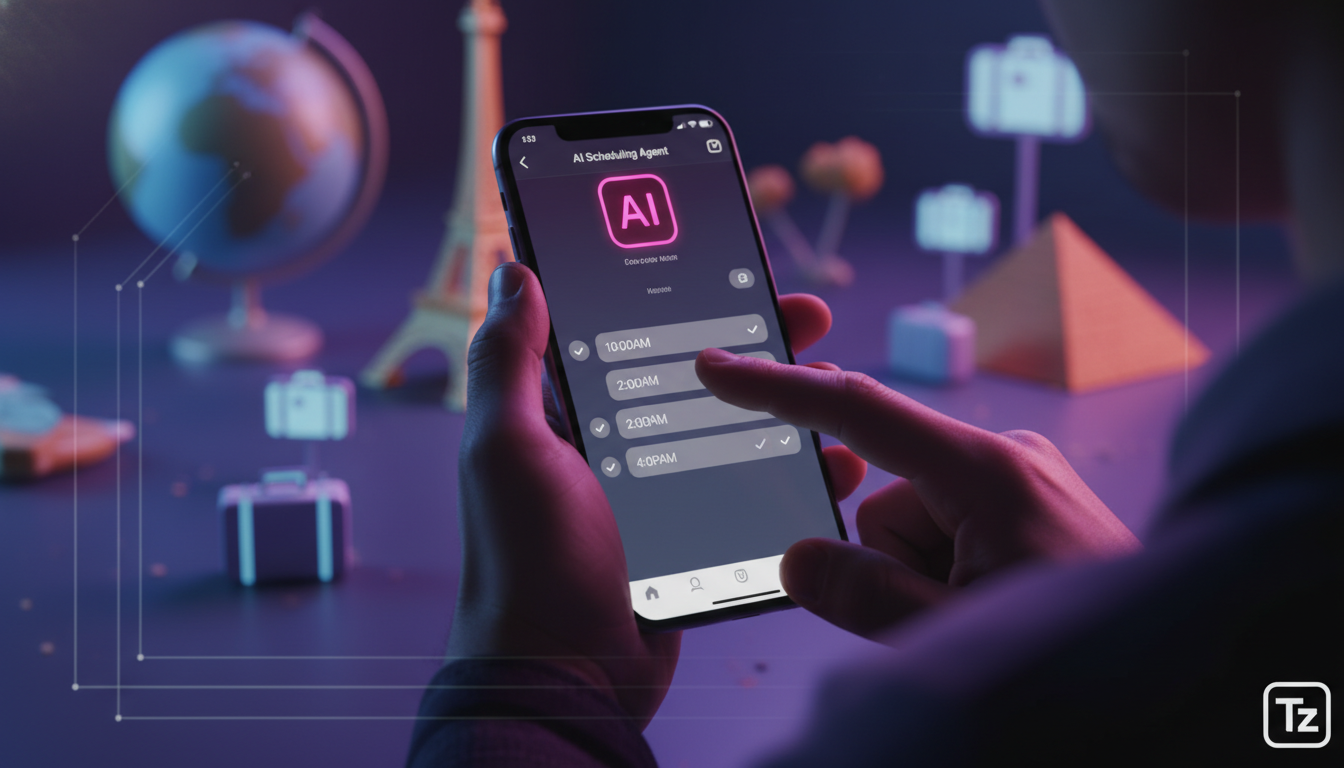 Simplificando Agendamento com IA — Um close-up das mãos de uma pessoa usando um smartphone para enviar uma mensagem direta no Instagram. A tela do celular mostra uma conversa com um Agente de Agendame