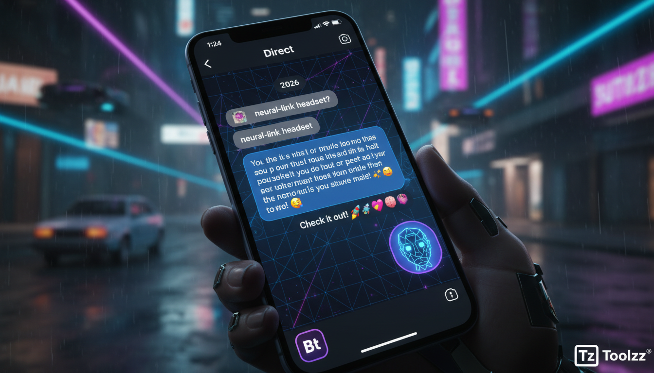 Superando objeções sobre automação no Instagram em 2026 — Close-up de uma tela de smartphone mostrando uma conversa no Instagram Direct. O chatbot da Toolzz está respondendo a uma pergunta de um clien