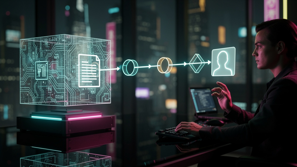 Superando objeções sobre Protocolo Agent-to-Human em 2026 — Um diagrama de fluxo moderno e minimalista mostrando um agente de IA (ícone de circuito estilizado) transferindo uma tarefa (ícone de docume